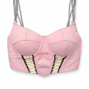 Y2K Pink Lace-Up Corset Bralette Top