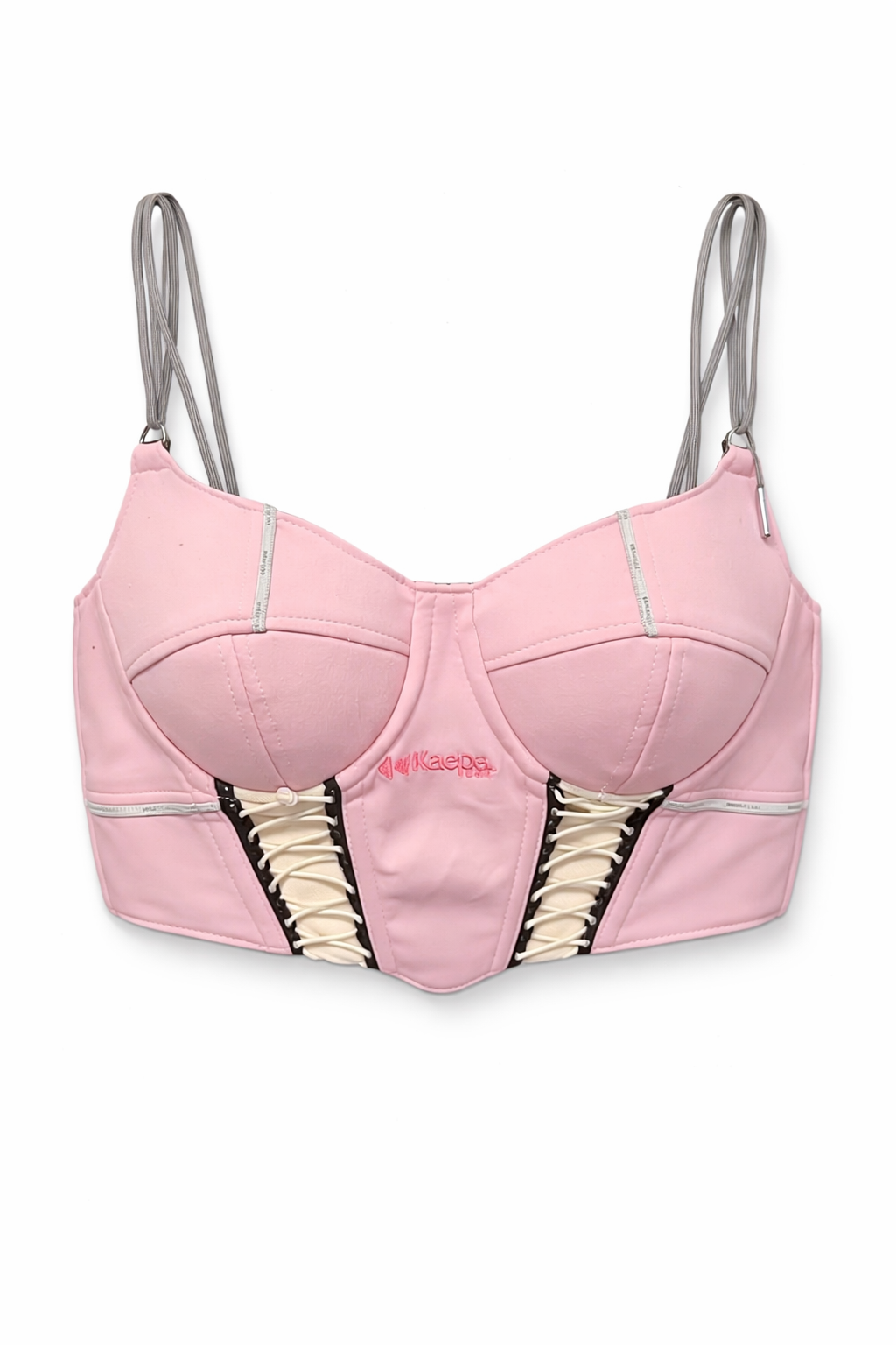 Y2K Pink Lace-Up Corset Bralette Top