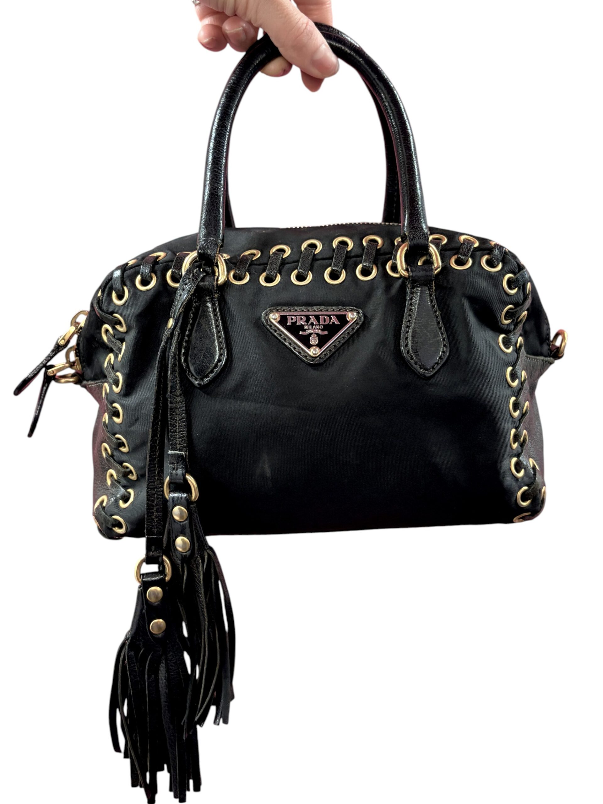 Prada Nylon Grommet Mini Tote Bag