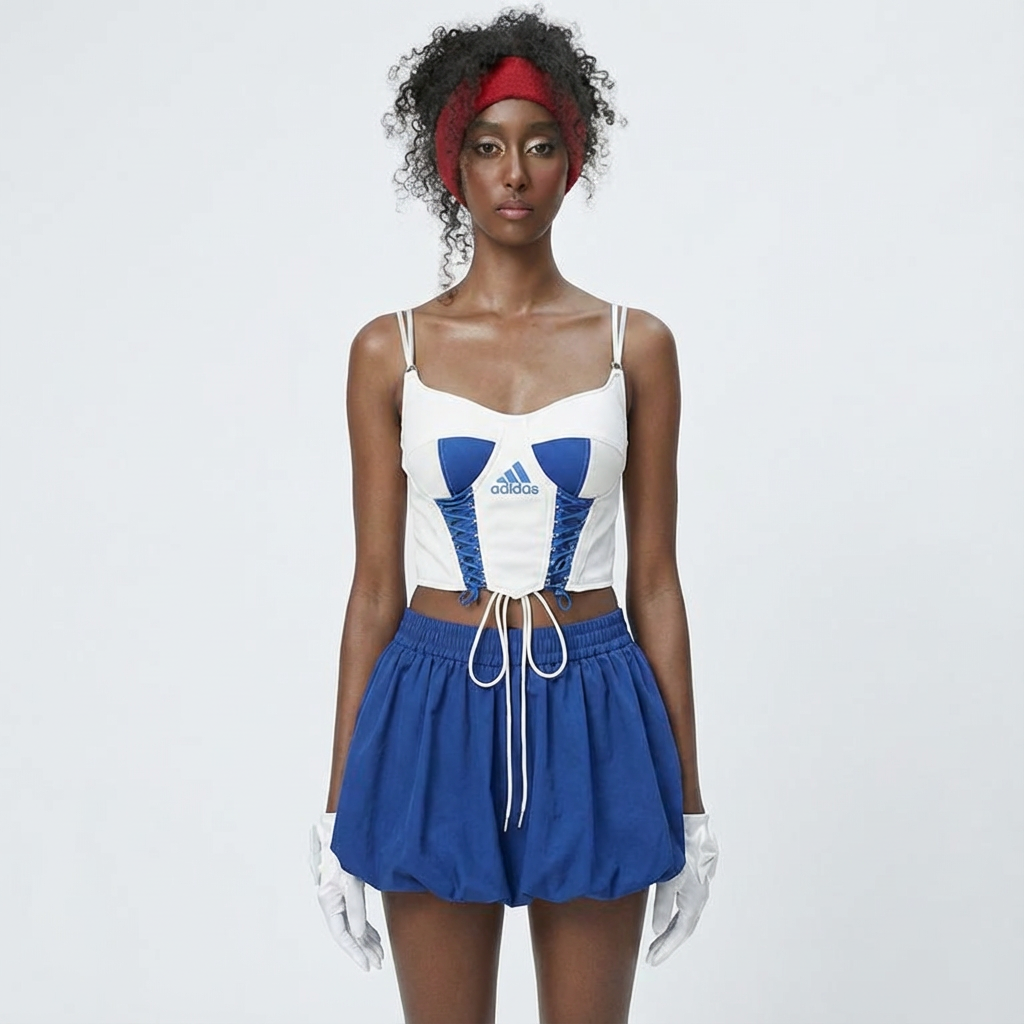 Adidas Remake Lace-Up Corset Bralette Top - Image 2