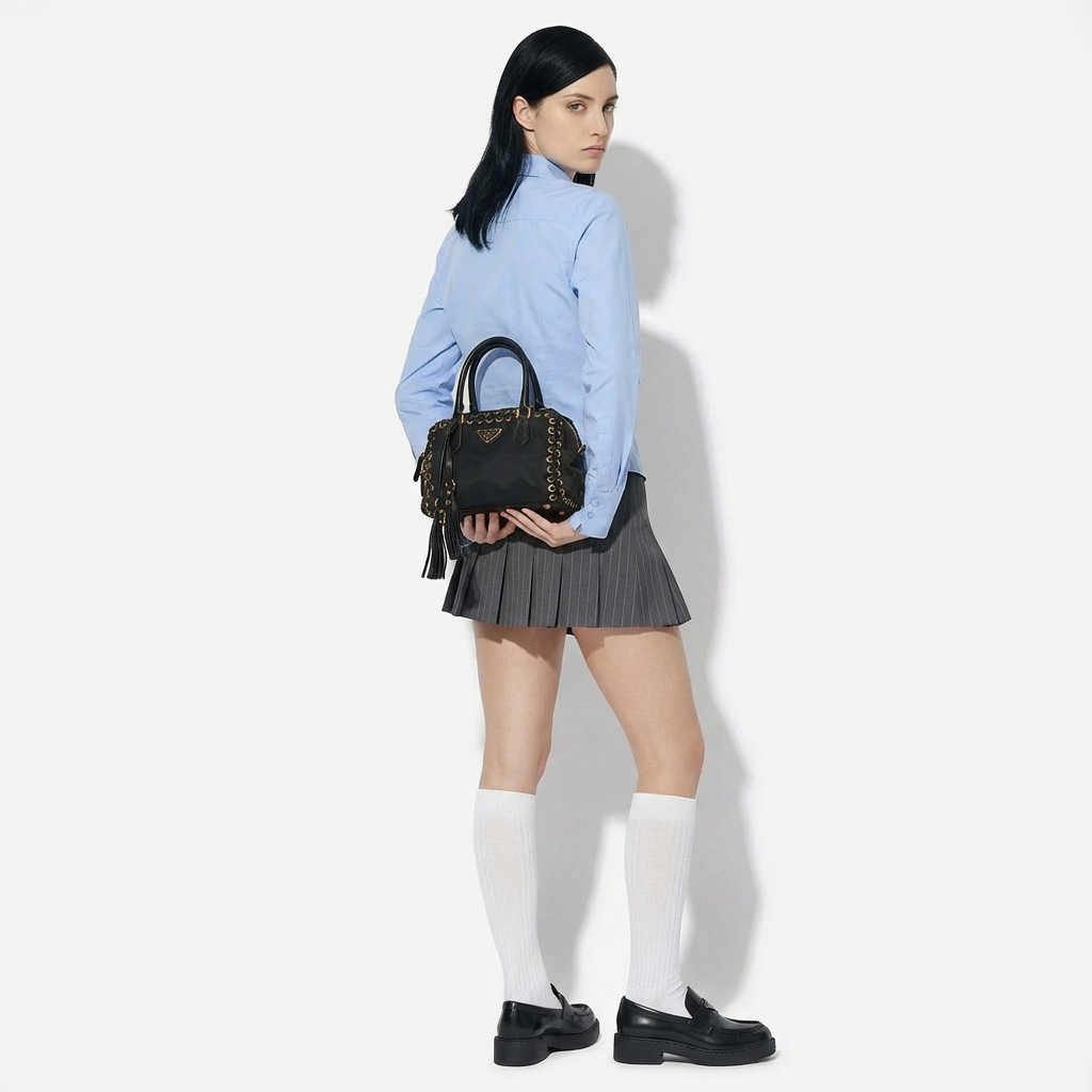 Prada Nylon Grommet Mini Tote Bag - Image 3