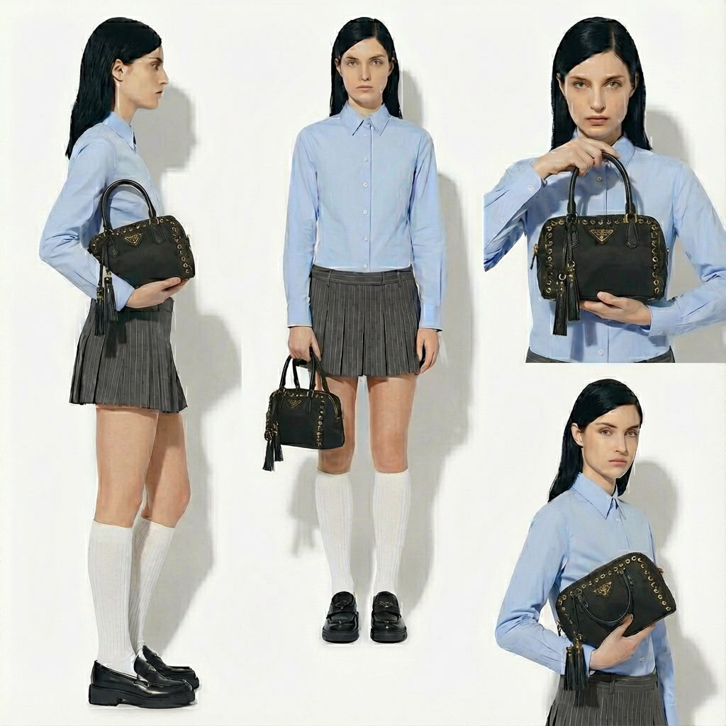 Prada Nylon Grommet Mini Tote Bag - Image 4