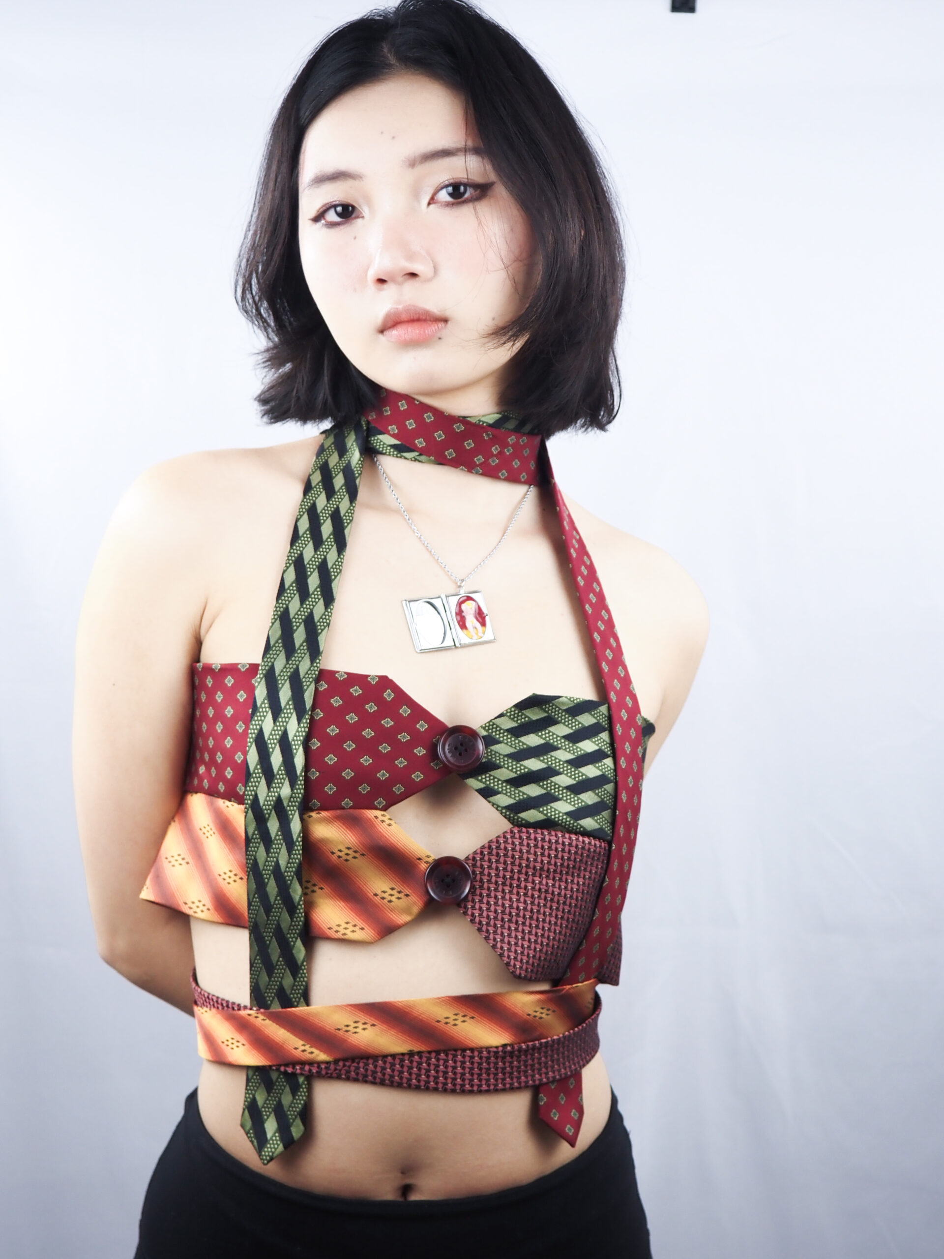 Vintage Tie Remake Wrap Corset Top - Image 3