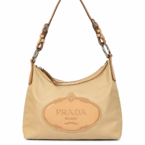 Prada Logo Leather Patch Nylon Shoulder Bag