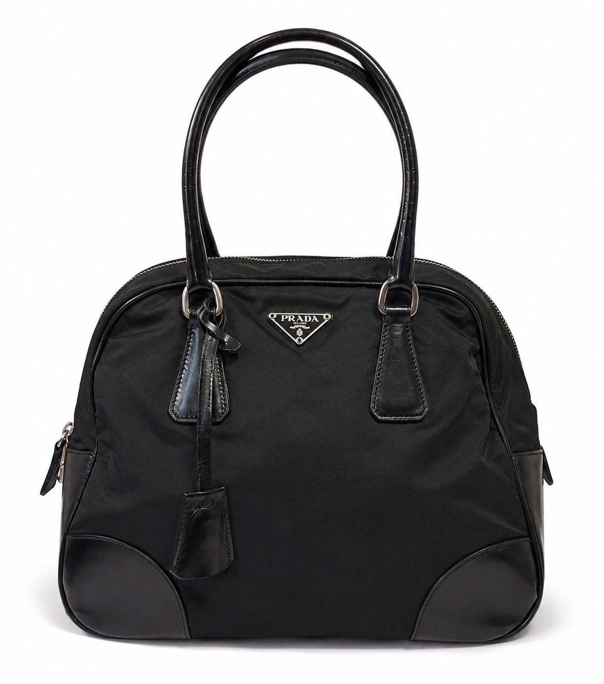 Prada Black Nylon Dome Handbag