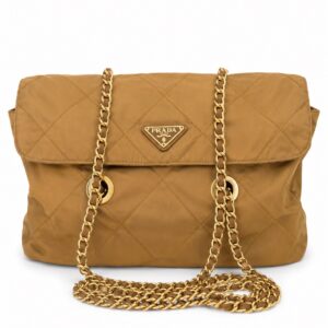 Vintage Prada Khaki Nylon Chain Shoulder Bag