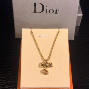 Christian Dior Golden Bow Pendant Necklace