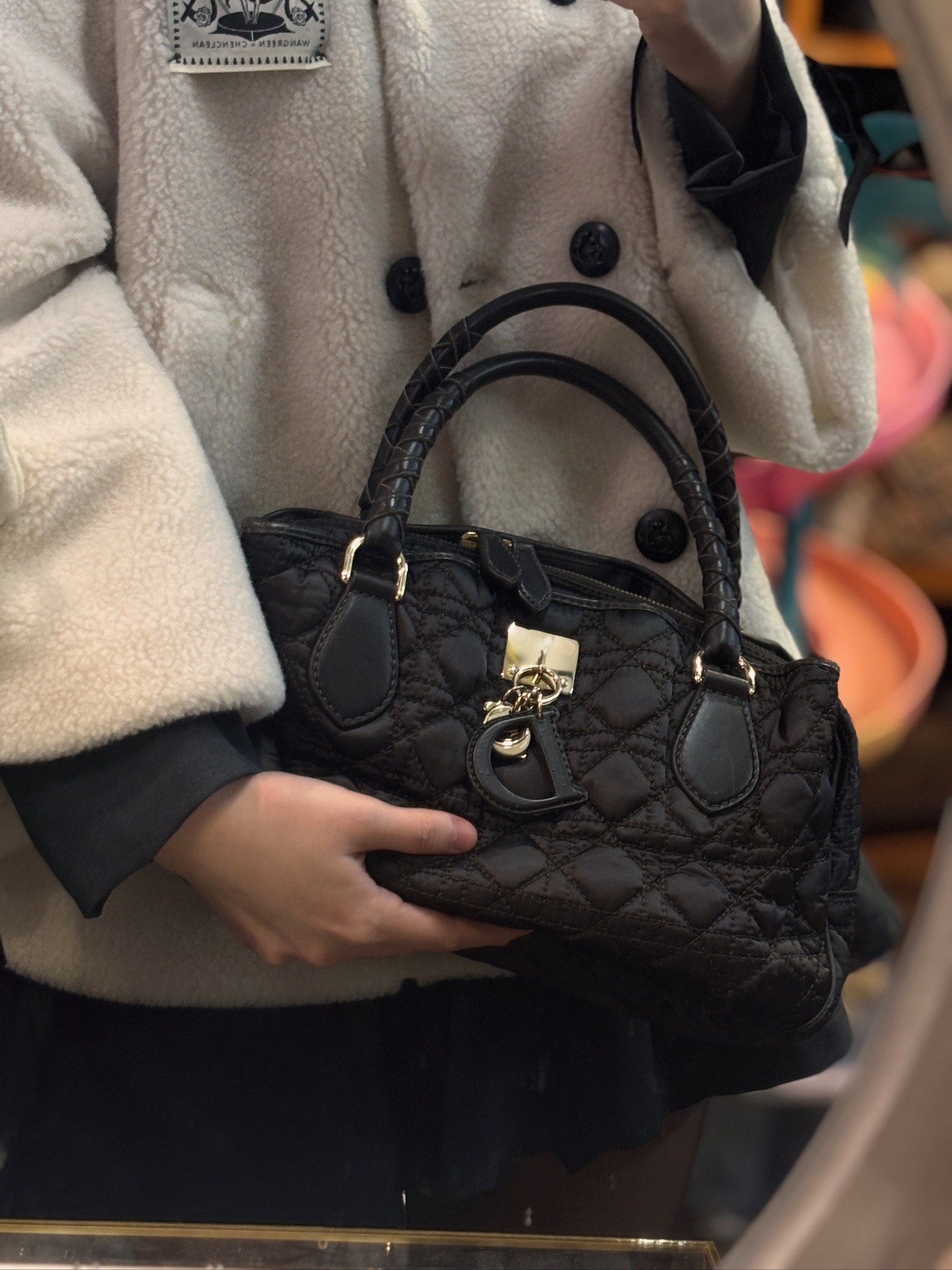 Christian Dior Cannage Charm Boston Bag – Brown Nylon - Image 2