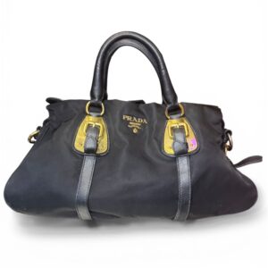 Prada Black Nylon Buckle Handle Bag